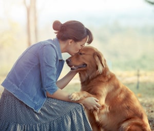 Michaela Sabikova with her dog